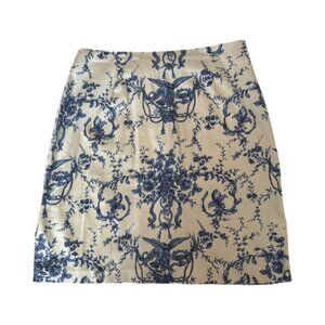 La Voré Blue/White Skirt in Love Bird/Floral pattern. Size 8